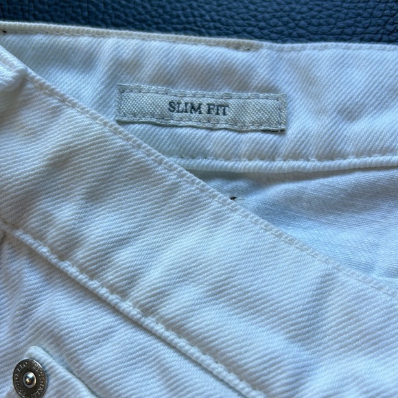 BRUNELLO CUCINELLI Mens Slim Fit Straight Leg Logo Embroidered Jeans White 35x32 - Picture 9 of 16